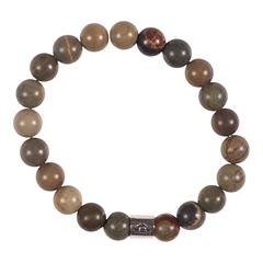 BRACELET CHAKRA JASPE FEUILLE D ARGENT