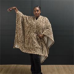 PLAID PONCHO LEOPARD KEILA